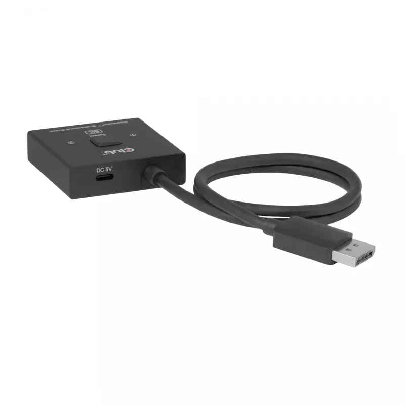 DisplayPort 2-in-1 bidirectionele switch CLUB3D CSV-1009 — 2x DisplayPort-uitgangen, 8K@60Hz, zwart