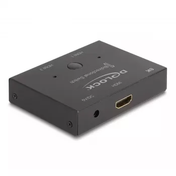 DeLOCK HDMI 2-1-switch bidirectioneel 8K 60 Hz metaal zwart