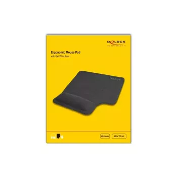 DeLOCK ergonomische muismat met gel-polsteun voor linkshandigen zwart