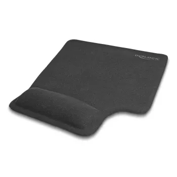 DeLOCK ergonomische muismat met gel-polsteun voor linkshandigen zwart