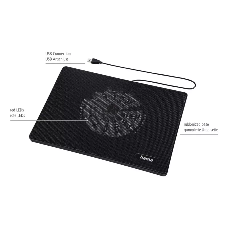 Hama slank laptop koelpad 39,6 cm (15,6 inch) zwart