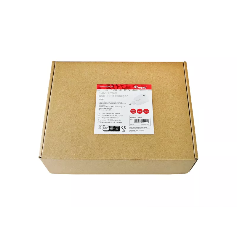 Equip 1-poorts 20W USB-C PD oplader indoor AC wit 100-240V