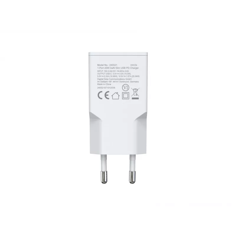 Wandlader EQUIP 1-poorts 20W GaN USB-C PD — 100–240V ingang, 12V max. uitgang, wit