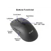 EQUIP ambidextreuze 6-toets dual-mode draadloze muis, optisch 1600 DPI, RF + Bluetooth, zwart