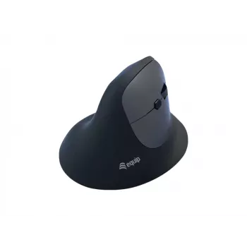 EQUIP ergonomische verticale draadloze muis voor rechtshandigen, 1600 DPI, RF draadloos + Bluetooth, oplaadbaar, 6 toetsen, zwart