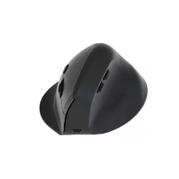 EQUIP ergonomische verticale draadloze muis voor rechtshandigen, 1600 DPI, RF draadloos + Bluetooth, oplaadbaar, 6 toetsen, zwart