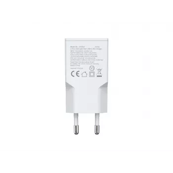 EQUIP 2-poorts 30W GaN slanke USB-C PD lader — 2 USB-C aansluitingen, ingang 100–240 V, max. 20 V uitgang, wit
