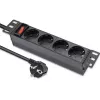 Stopcontactdoos QOLTEC 54603 — 1U rack-monteerbaar, 16A ingang, 4× randaarde stopcontacten