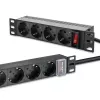Stopcontactdoos QOLTEC 54603 — 1U rack-monteerbaar, 16A ingang, 4× randaarde stopcontacten