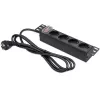 Stopcontactdoos QOLTEC 54603 — 1U rack-monteerbaar, 16A ingang, 4× randaarde stopcontacten