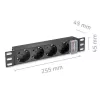 Stopcontactdoos QOLTEC 54603 — 1U rack-monteerbaar, 16A ingang, 4× randaarde stopcontacten