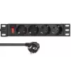 Stopcontactdoos QOLTEC 54603 — 1U rack-monteerbaar, 16A ingang, 4× randaarde stopcontacten