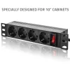 Stopcontactdoos QOLTEC 54603 — 1U rack-monteerbaar, 16A ingang, 4× randaarde stopcontacten