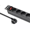 Stopcontactdoos QOLTEC 54603 — 1U rack-monteerbaar, 16A ingang, 4× randaarde stopcontacten