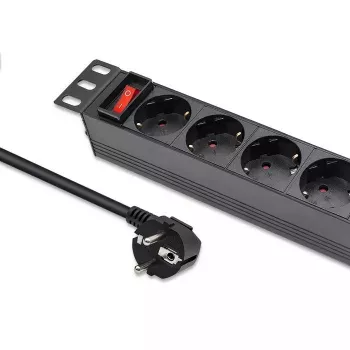 Stopcontactdoos QOLTEC 54603 — 1U rack-monteerbaar, 16A ingang, 4× randaarde stopcontacten