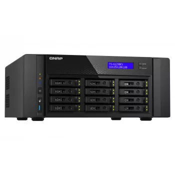 NAS tower QNAP TS-h1290FX — EPYC 7302P 3,0 GHz, 128 GB DDR4, 12 bays, QuTS hero, zwart