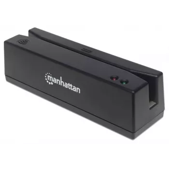Manhattan USB-A magneetstripkaartlezer, driesporenlezer, toetsenbordwig-decoder, kabel 1,5 m, zwart, drie jaar garantie