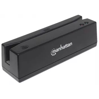 Manhattan USB-A magneetstripkaartlezer, driesporenlezer, toetsenbordwig-decoder, kabel 1,5 m, zwart, drie jaar garantie
