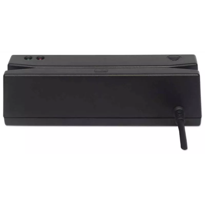 Manhattan USB-A magneetstripkaartlezer, driesporenlezer, toetsenbordwig-decoder, kabel 1,5 m, zwart, drie jaar garantie