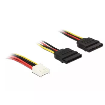 DeLOCK kabel 0,3m Floppy 4p/2x SATA 15p