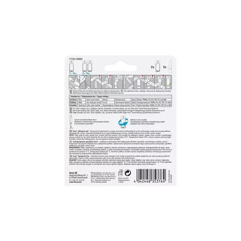 Universele haak TESA 77763 indoor wit 2 stuks