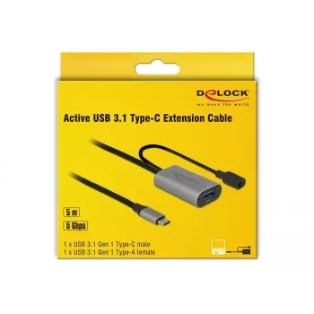 USB-kabel DeLOCK 85391 USB 3.2 Gen 1 5 m USB-A USB-C zwart grijs