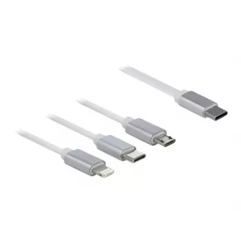 DeLOCK USB Type-C 3-in-1 oprolbare laadkabel Lightning Micro USB USB Type-C 0,98 m