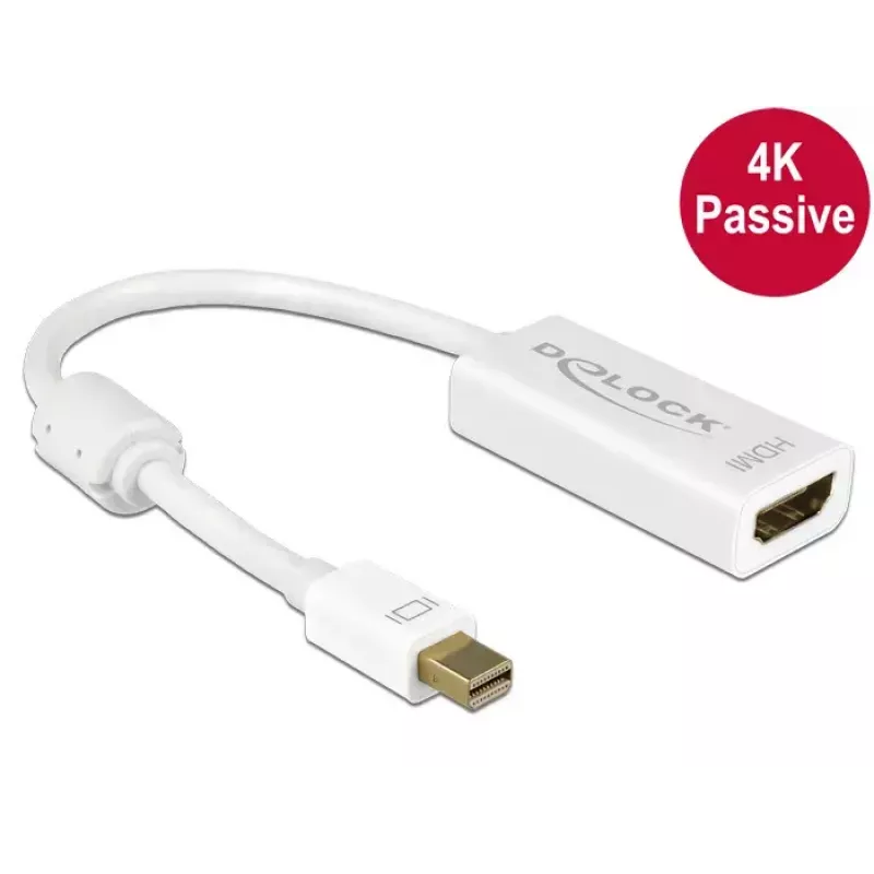 Videokabeladapter DeLOCK 62614 Mini DisplayPort naar HDMI type A wit 0,2 m
