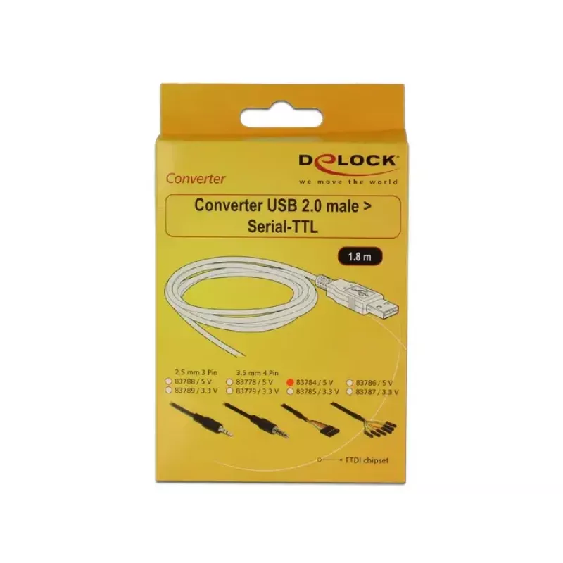 USB-kabel DeLOCK 1,8 m USB2.0-A/TTL 6-polig zwart