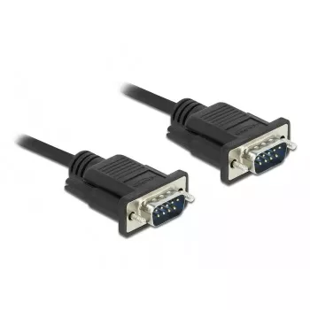 Delock RS-232 seriële kabel, D-Sub 9 male naar male, slanke connectorbehuizing, 0,5 m, zwart