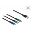 DeLOCK USB-oplaadkabel 3 in 1 Type-A naar Micro-USB / 2 x USB Type-C 1 m
