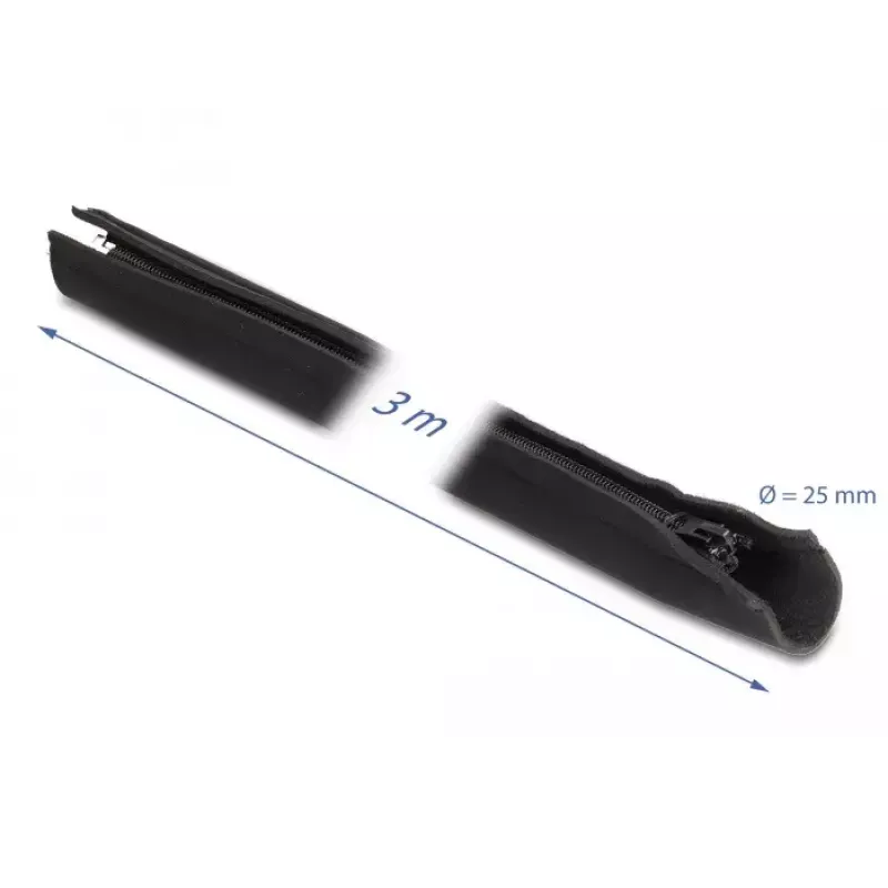 DeLOCK kabelmantel neopreen flexibel met rits 3 m x 100 mm zwart