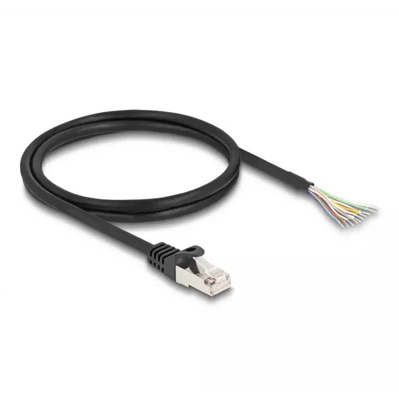 DeLOCK kabel RJ50 stekker naar open draadeinden S/FTP 1 m zwart