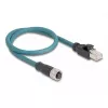 DeLOCK M12 adapterkabel A-gecodeerd 8-polige bus naar RJ45-stekker 50 cm