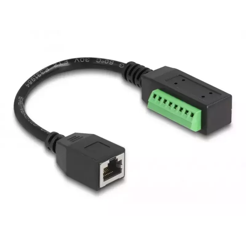DeLOCK RJ45-kabel Cat.5e bus naar klemmenstrookadapter 21,5 cm