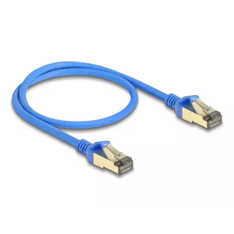DeLOCK RJ45 netwerkkabel Cat.8.1 F/FTP plat 0,5 m blauw