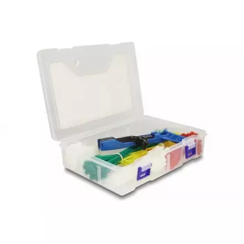 DeLOCK Kabelbinder-assortimentsdoos met spangereedschap, 350 st., meerkleurig