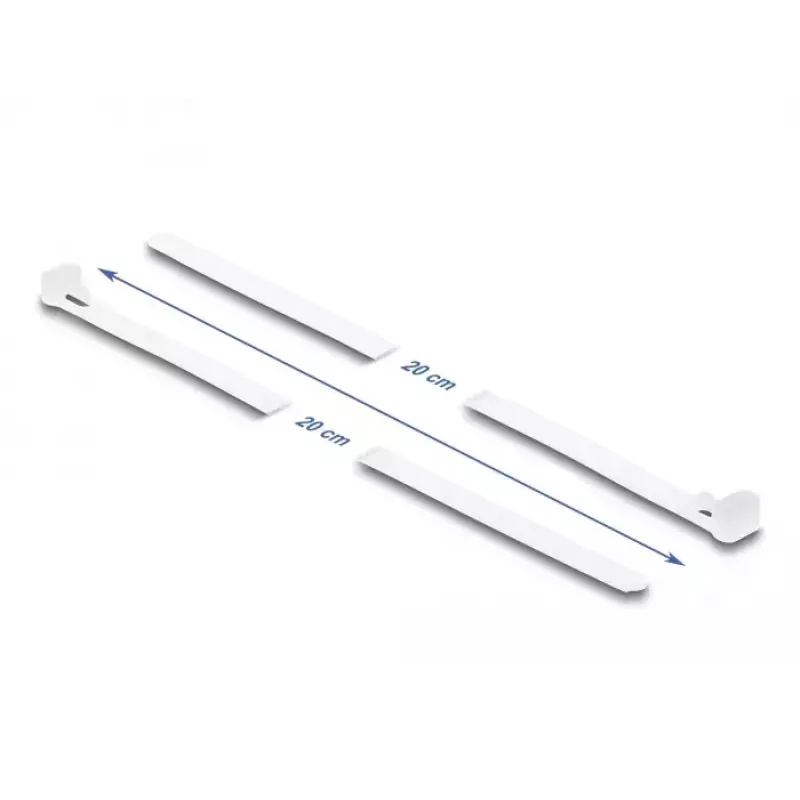 DeLOCK Herbruikbare kabelbinders, 200 x 7.2 mm, wit, 100 st.