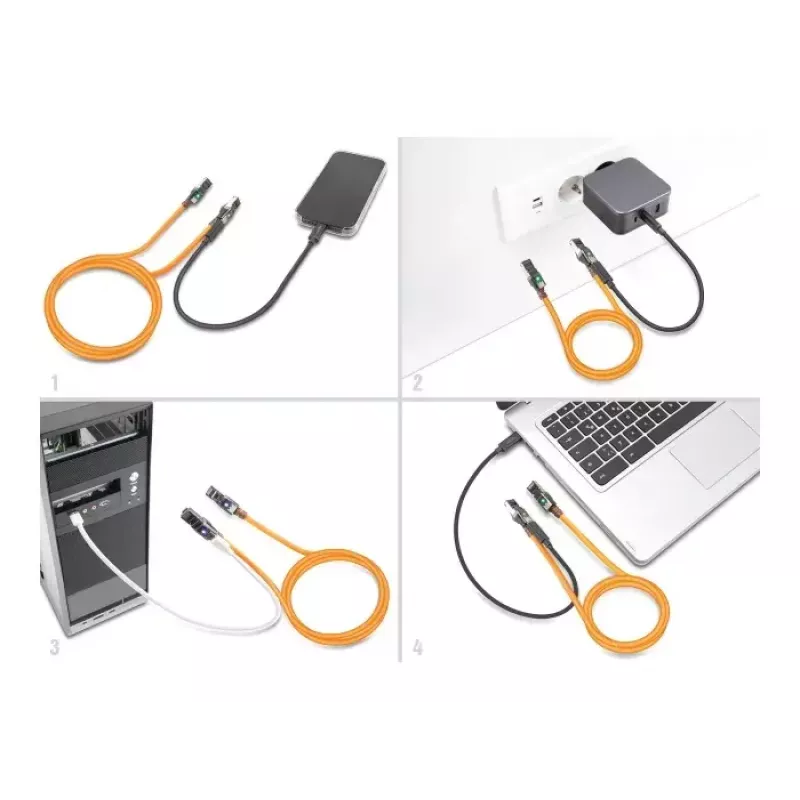 Netwerkkabel DeLOCK RJ45 USB Type-C 5m Cat6A oranje