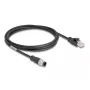 Netwerkkabel DeLOCK M12 kabel A-gecodeerd 8-polig stekker naar RJ45 stekker Cat5e 2 m zwart