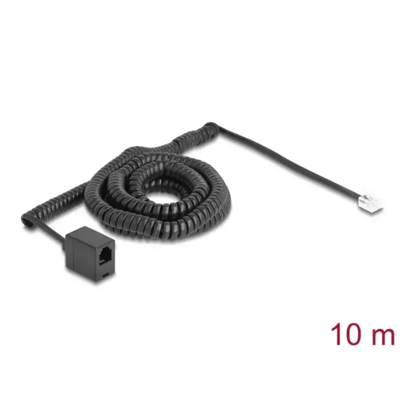 DeLOCK telefoonkabel 90347 10 m zwart RJ-11