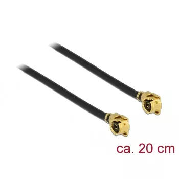 Coaxkabel DeLOCK 89608 0,2m MHF (I-PEX) zwart goud
