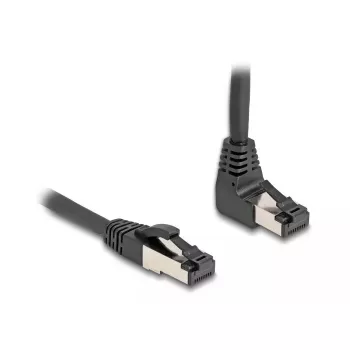 Netwerkkabel DeLOCK RJ45 Cat.8.1 90° naar beneden afgewinkeld / recht 0,5 m zwart
