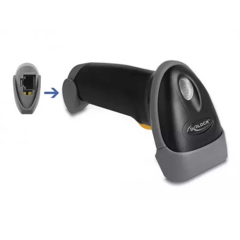 DeLOCK USB-barcodescanner 1D laser zwart handheld bedraad 2 m kabel