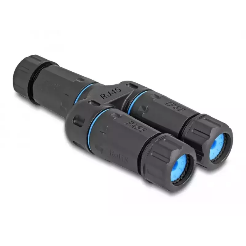 DeLOCK kabelconnector RJ45-bus naar 2 x RJ45-bus Cat.6A waterdicht