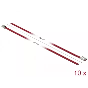 Kabelbinder DeLOCK 18779 roestvrij staal rood 400 mm 10 stuks
