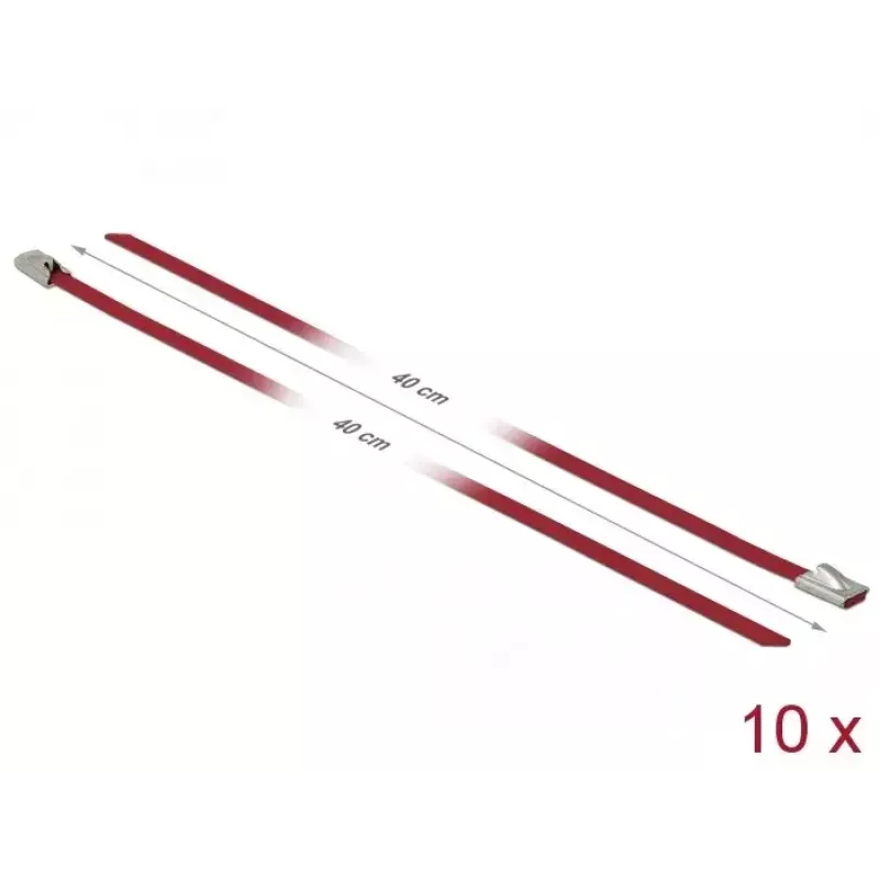 Kabelbinder DeLOCK 18779 roestvrij staal rood 400 mm 10 stuks