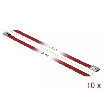Kabelbinder DeLOCK 18784 staal rood 500 mm 10 stuks