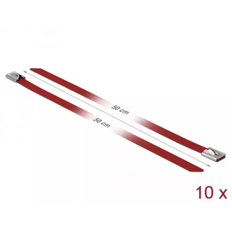 Kabelbinder DeLOCK 18784 staal rood 500 mm 10 stuks