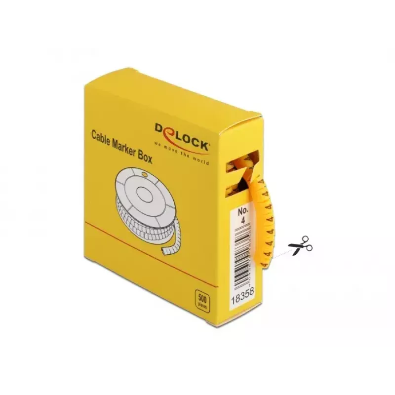 Kabelmarkeringsbox DeLOCK nr. 4 geel 500 stuks